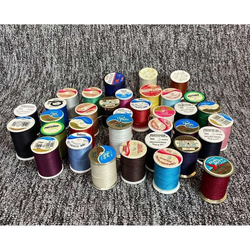Vintage Mixed Sewing Thread Spools Lot of 36‎ Multicolored Crafting Supplies